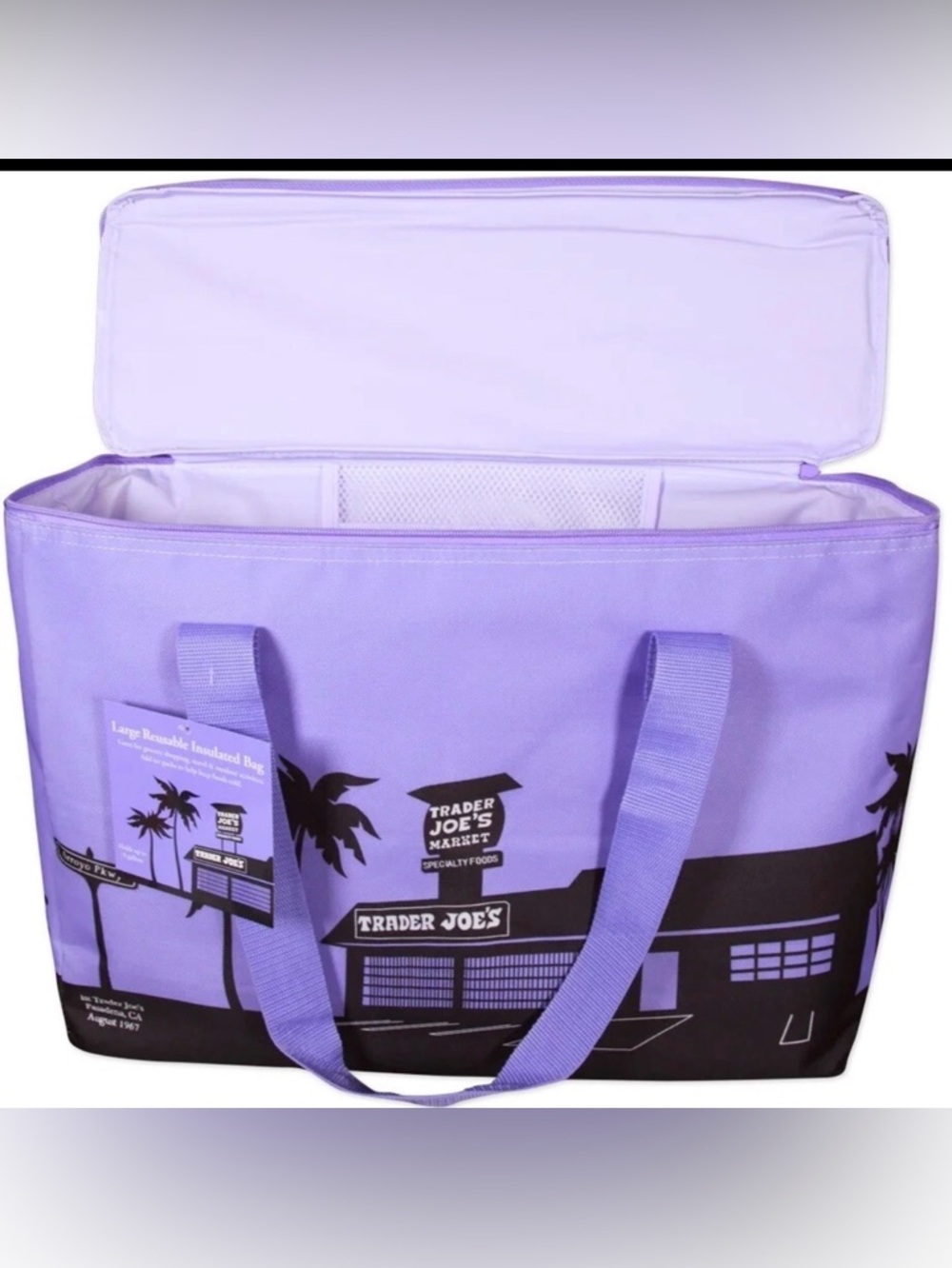 Large Purple/Lavender Trader Joe Reusable Insulated Bag - Picture 2 of 4